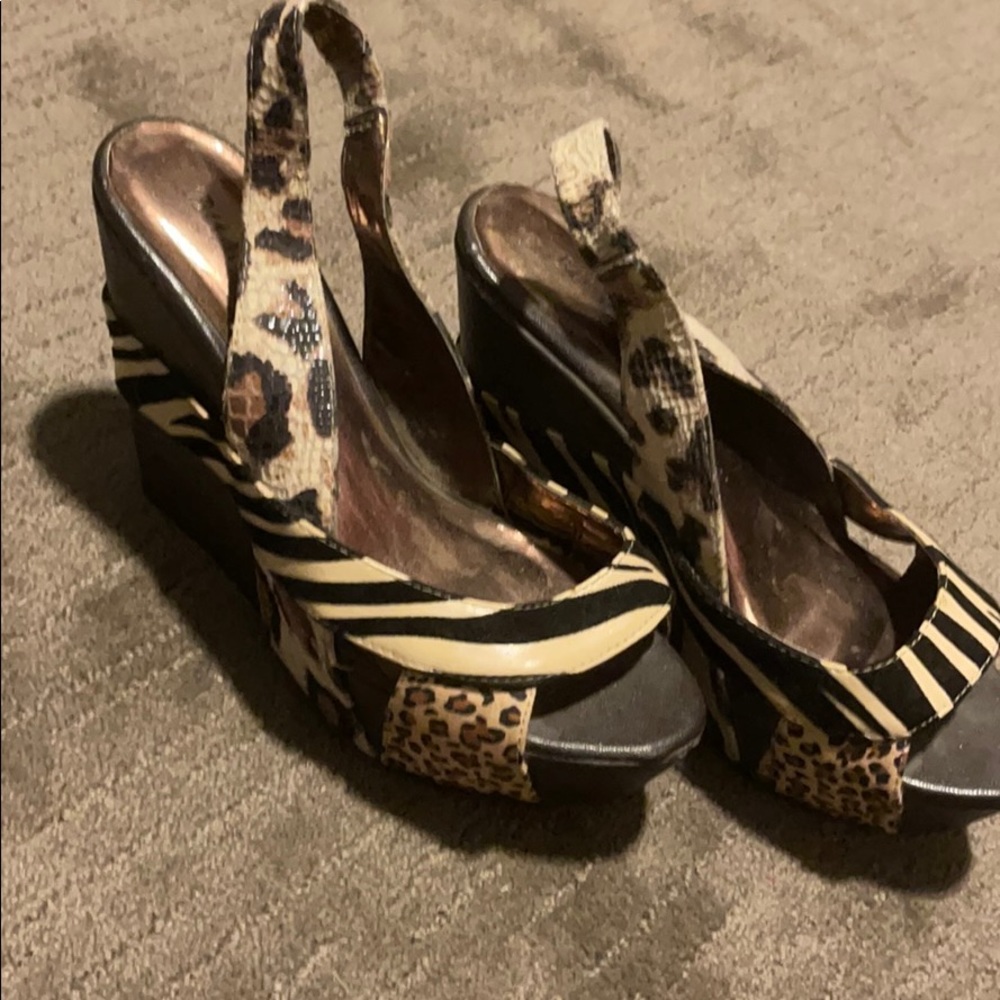 Animal print wedges